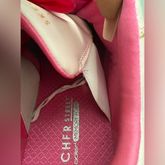 Pink Sketcher Sneakers with Floral Detail - Size 4 - Picture 7 of 10